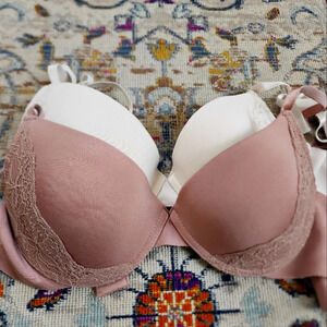 Sophine B, Womens 2x Set Bra Nude/White Wired Bras sz 36B